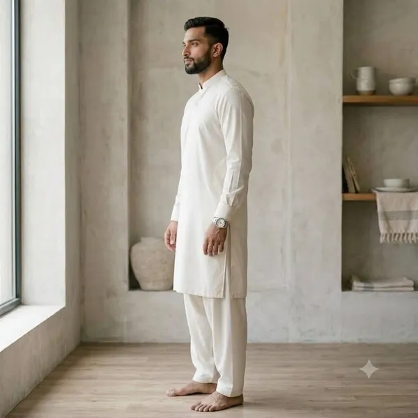 Men's_Off-White_Solid_Cotton_Kurta_Salwar_Set