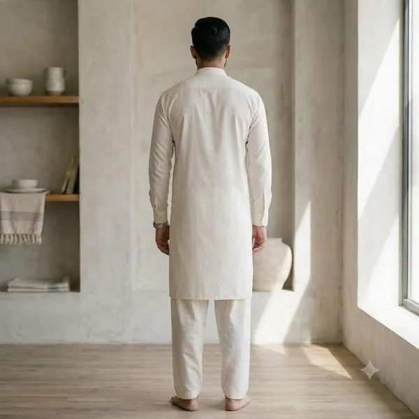 Men's_Off-White_Solid_Cotton_Kurta_Salwar_Set