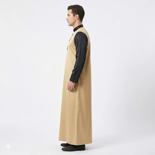 Gold_Brown_Satan_Fabric_Premium_Full_Sleeve_Thawb_For_Men