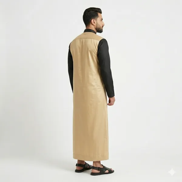Gold_Brown_Satan_Fabric_Premium_Full_Sleeve_Thawb_For_Men