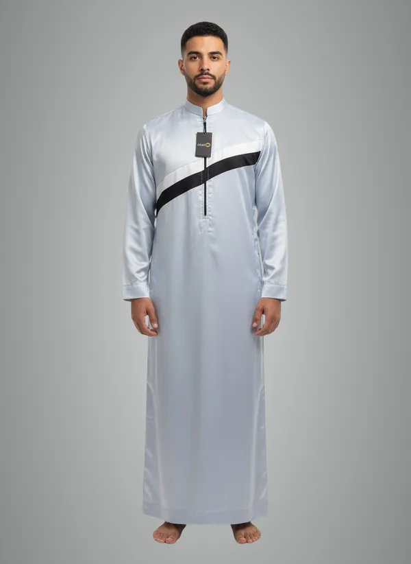 Slate_Grey_Satan_Fabric_Premium_Full_Sleeve_Thawb_For_Men