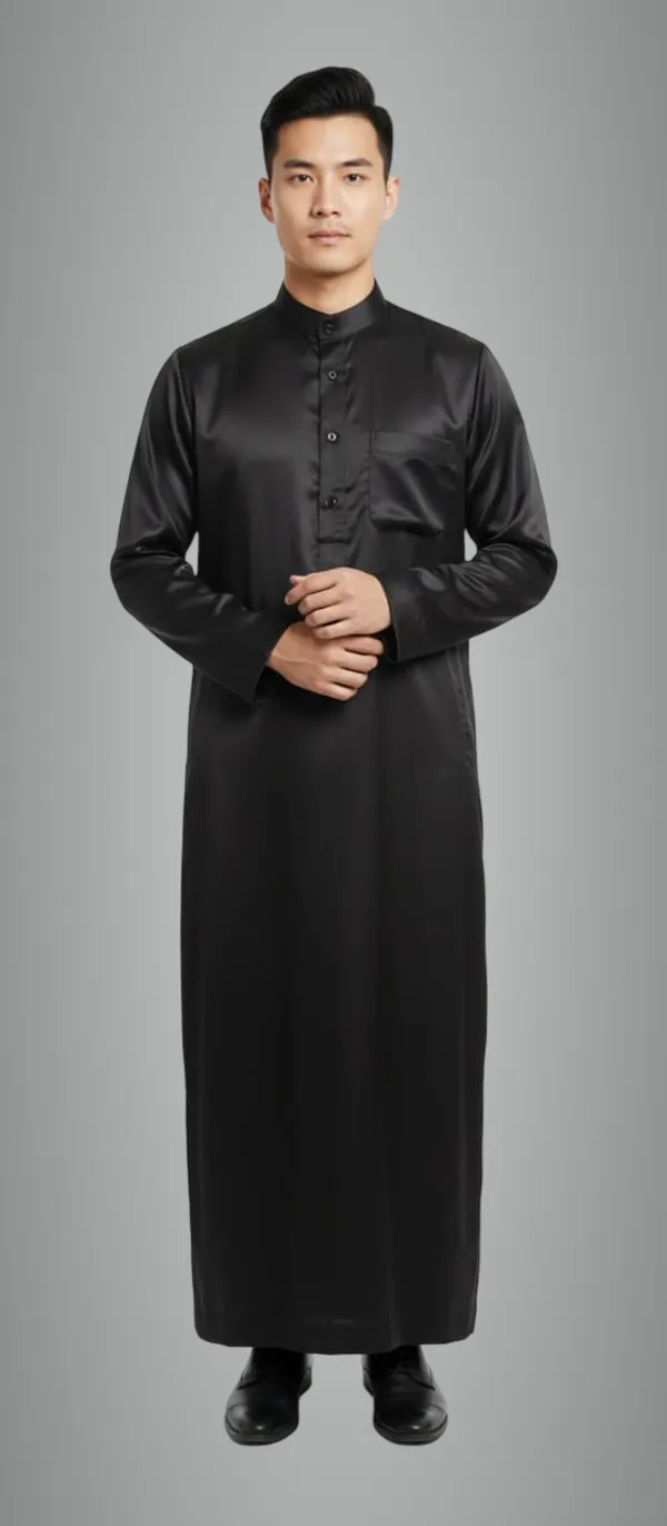 Black_Satan_Fabric_Premium_Full_Sleeve_Thawb_For_Men