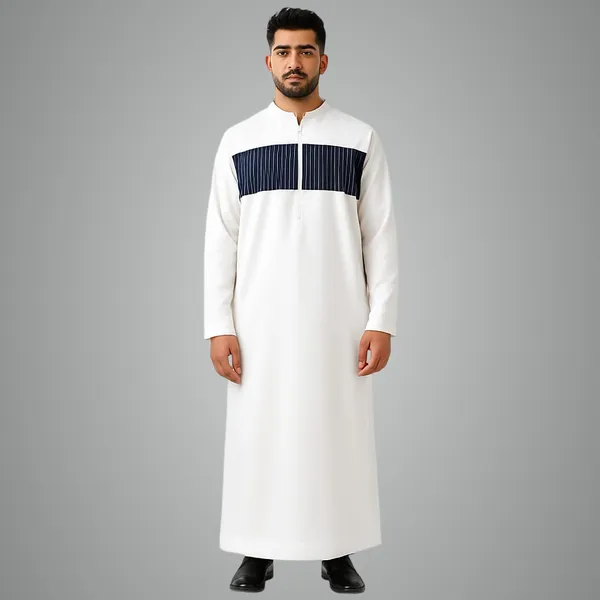 White_Satan_Fabric_Premium_Full_Sleeve_Thawb_For_Men