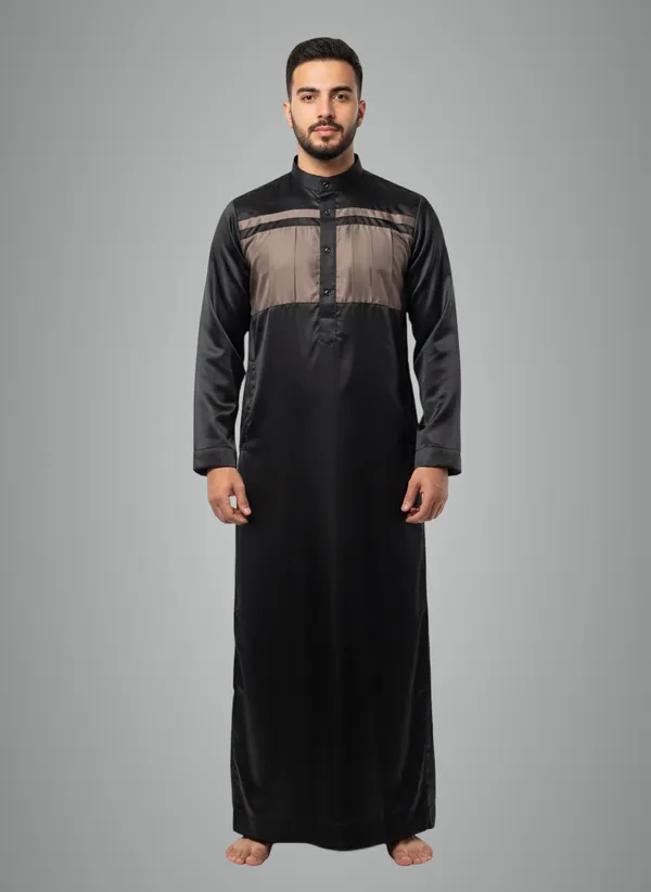 Black_Satan_Fabric_Premium_Full_Sleeve_Thawb_For_Men