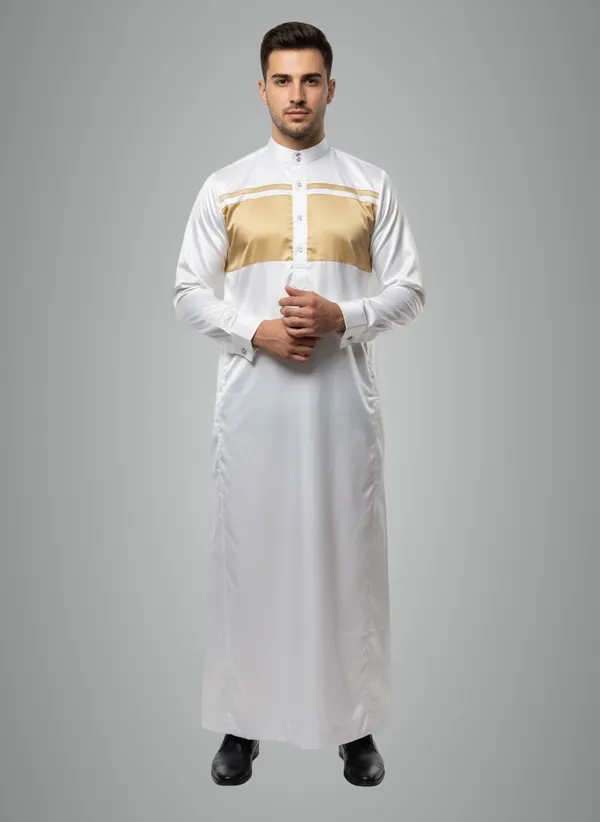 White_Satan_Fabric_Premium_Full_Sleeve_Thawb_For_Men