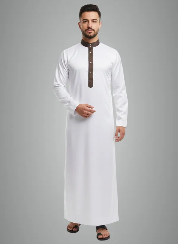 White_Satan_Fabric_Premium_Full_Sleeve_Thawb_For_Men