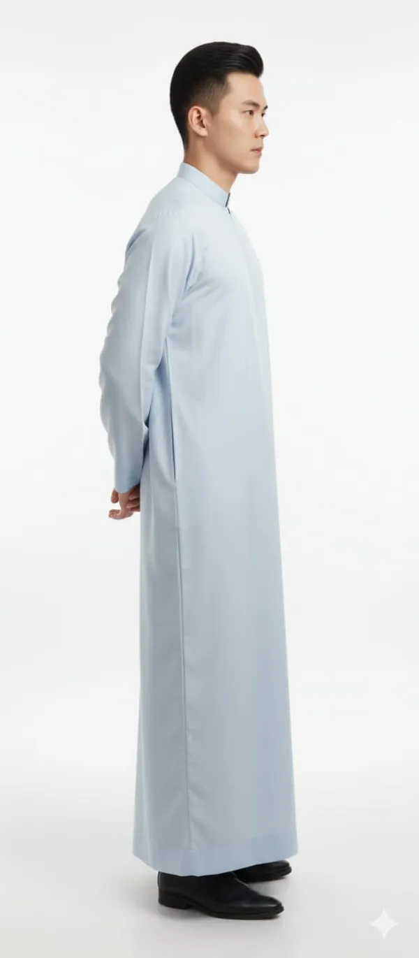 Light_Blue_Satan_Fabric_Premium_Full_Sleeve_Thawb_For_Men