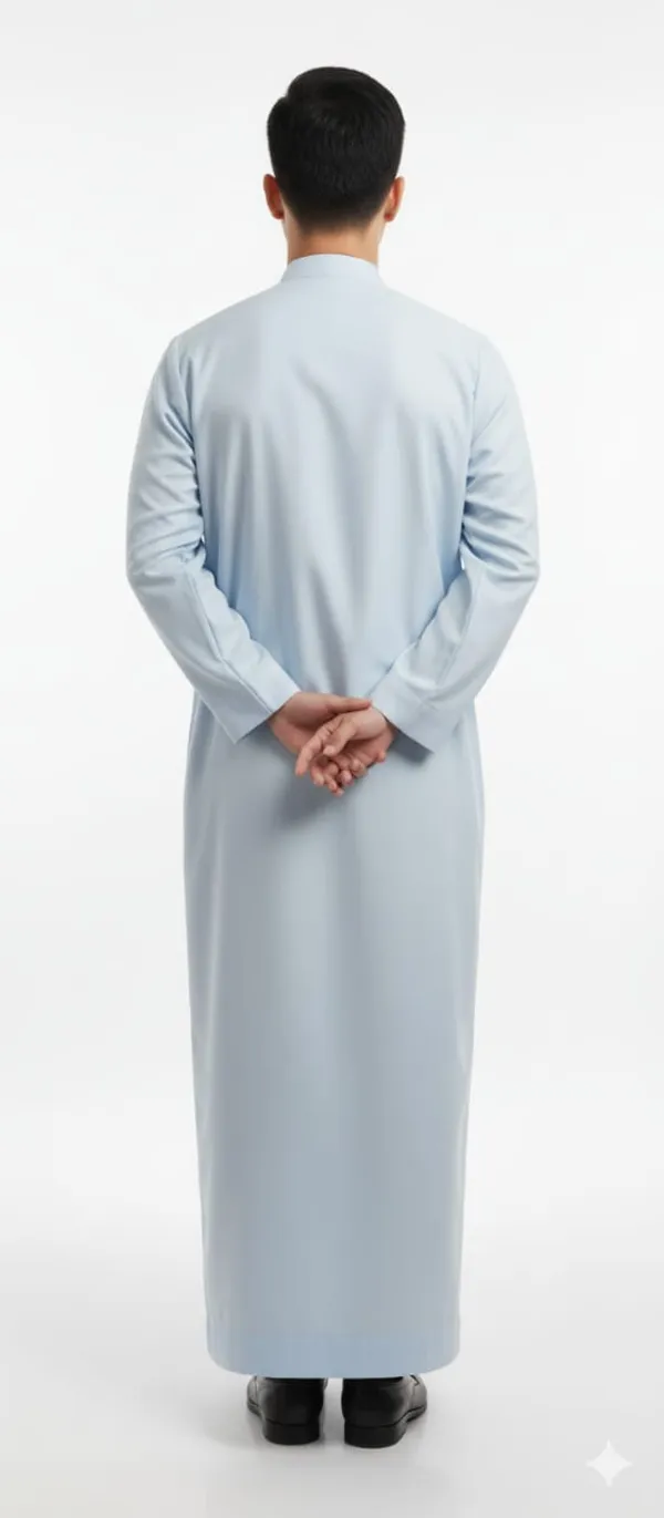Light_Blue_Satan_Fabric_Premium_Full_Sleeve_Thawb_For_Men