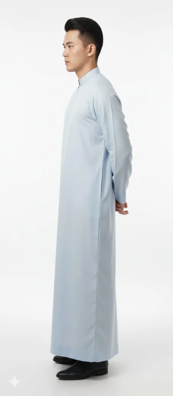 Light_Blue_Satan_Fabric_Premium_Full_Sleeve_Thawb_For_Men