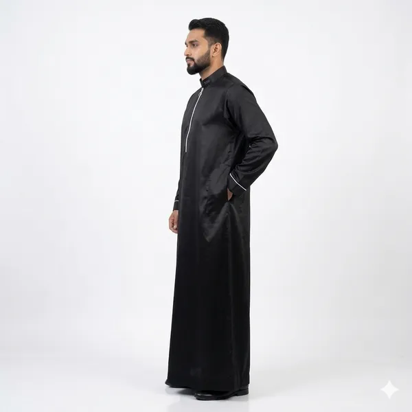 Men's_Modern_Black_Thobe_-_Zip_Collar_Ethnic_Wear_with_White_Accents