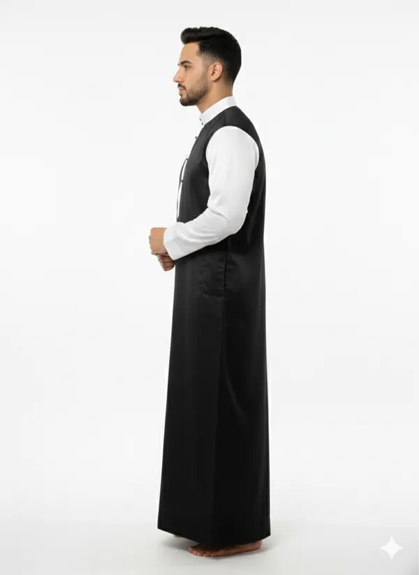 Men?s_Tuxedo-Style_Modern_Thobe_|_Black_&_White_Contrast_Emirati_Jubba_|_Luxury_Satin-Finish_Arabic_Robe