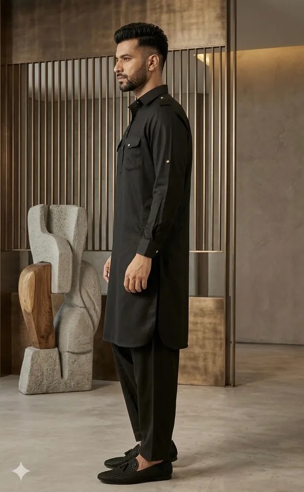 Luxury_Black_Pathani_Suit_for_Men_|_Full_Sleeve_Kurta_with_Matching_Shalwar_|_Traditional_Islamic_Wear