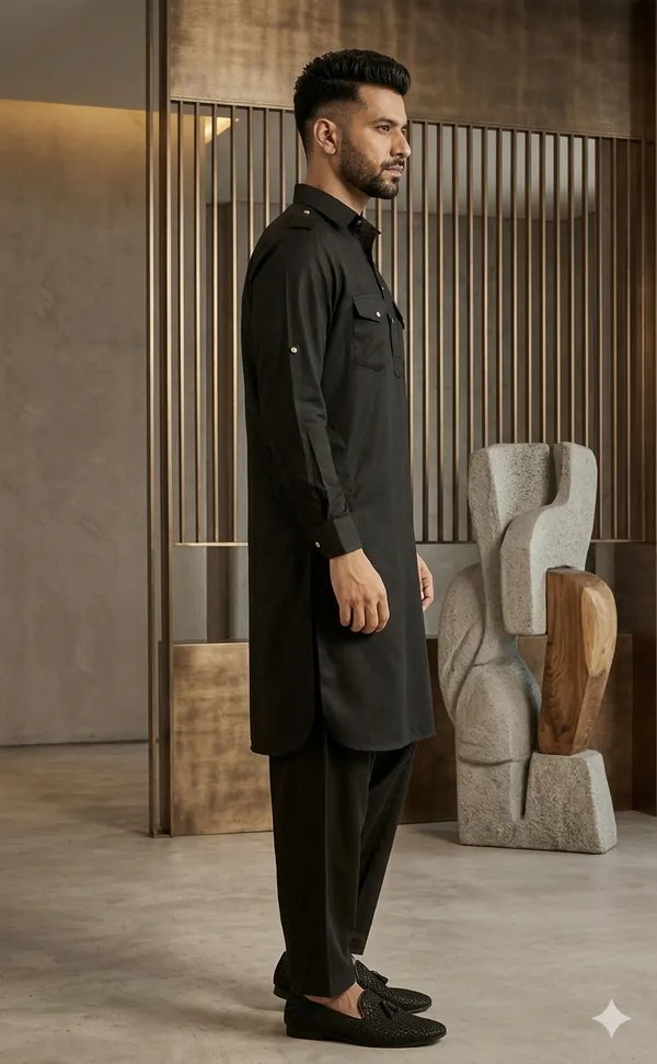 Luxury_Black_Pathani_Suit_for_Men_|_Full_Sleeve_Kurta_with_Matching_Shalwar_|_Traditional_Islamic_Wear