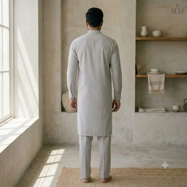 Men's_Light_Grey_Solid_Cotton_Kurta_Pajama_Set_with_Mandarin_Collar