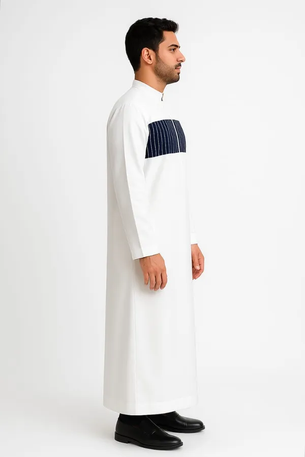 White_Satan_Fabric_Premium_Full_Sleeve_Thawb_For_Men