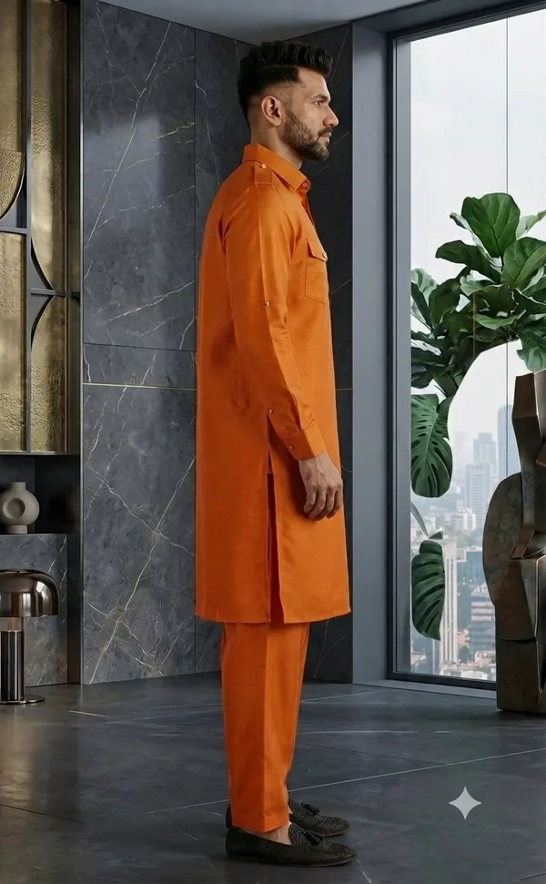 Men's_Premium_Orange_Pathani_Kurta_Shalwar_Set_|_Classic_Ethnic_Wear_for_Festive_&_Casual_Occasions