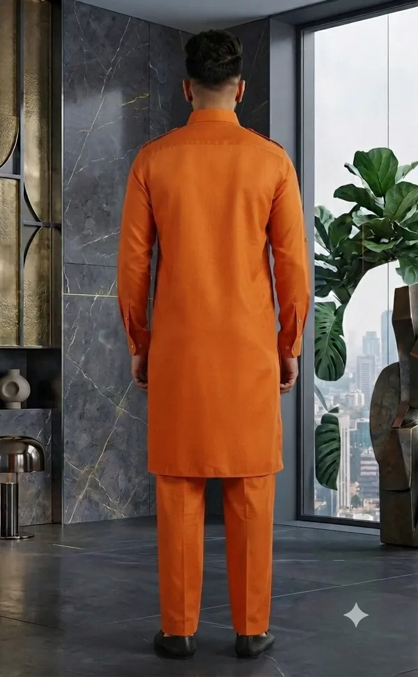 Men's_Premium_Orange_Pathani_Kurta_Shalwar_Set_|_Classic_Ethnic_Wear_for_Festive_&_Casual_Occasions