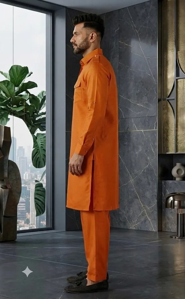 Men's_Premium_Orange_Pathani_Kurta_Shalwar_Set_|_Classic_Ethnic_Wear_for_Festive_&_Casual_Occasions
