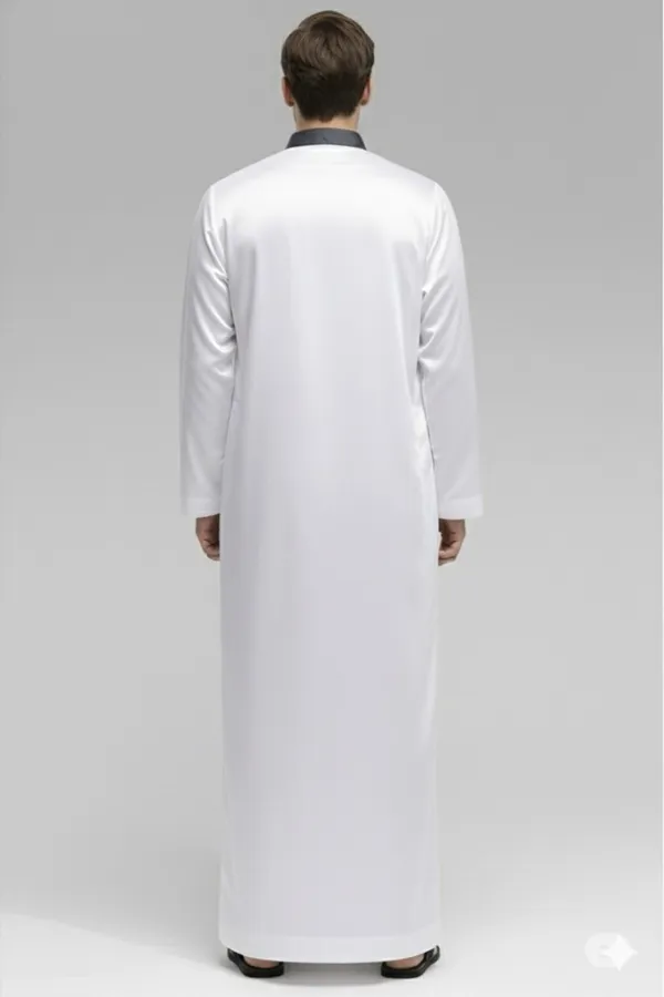 White_Satan_Fabric_Premium_Full_Sleeve_Thawb_For_Men