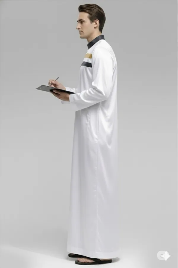 White_Satan_Fabric_Premium_Full_Sleeve_Thawb_For_Men