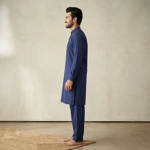 Men's_Navy_Blue_Solid_Cotton_Kurta_Salwar_Set