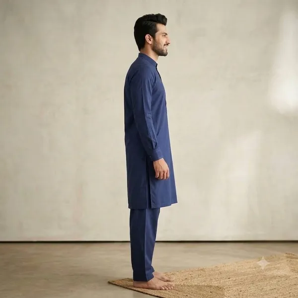 Men's_Navy_Blue_Solid_Cotton_Kurta_Salwar_Set
