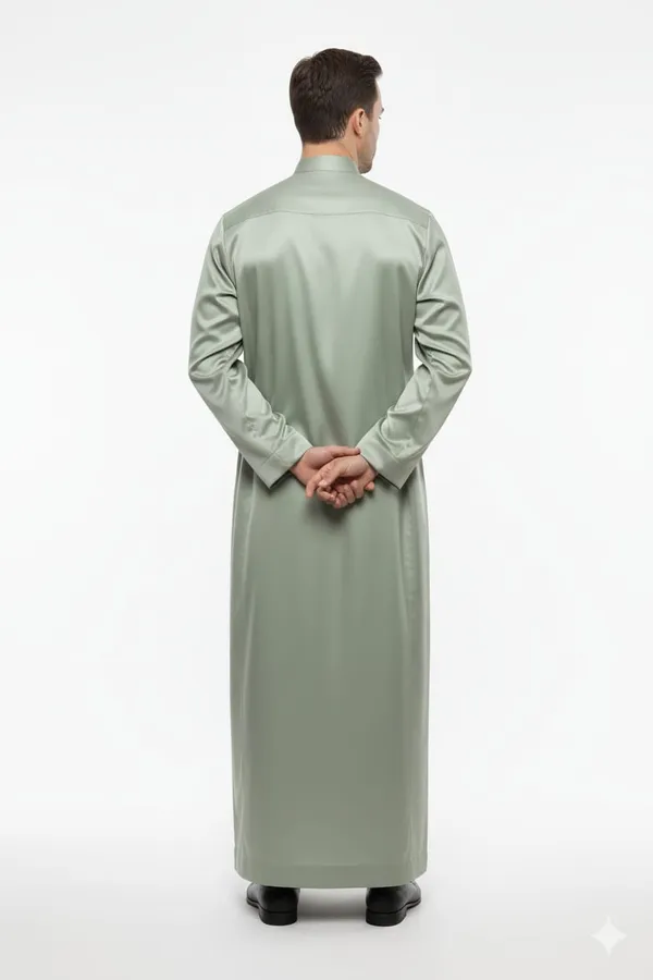Mint_Green_Satan_Fabric_Premium_Full_Sleeve_Thawb_For_Men