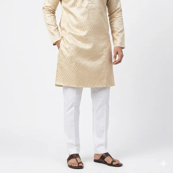 Luxury_Beige_&_Gold_Textured_Kurta_for_Men_|_Traditional_Festive_Ethnic_Wear