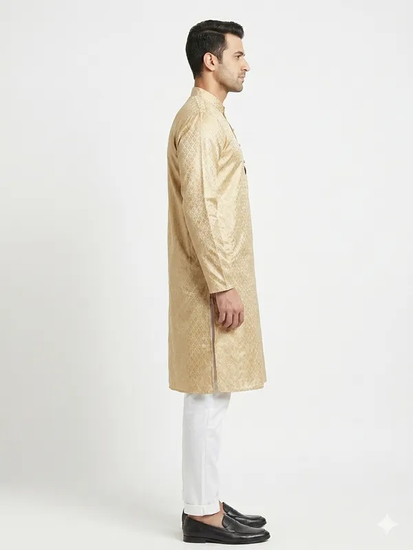 Luxury_Beige_&_Gold_Textured_Kurta_for_Men_|_Traditional_Festive_Ethnic_Wear
