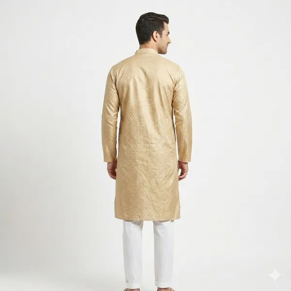 Luxury_Beige_&_Gold_Textured_Kurta_for_Men_|_Traditional_Festive_Ethnic_Wear