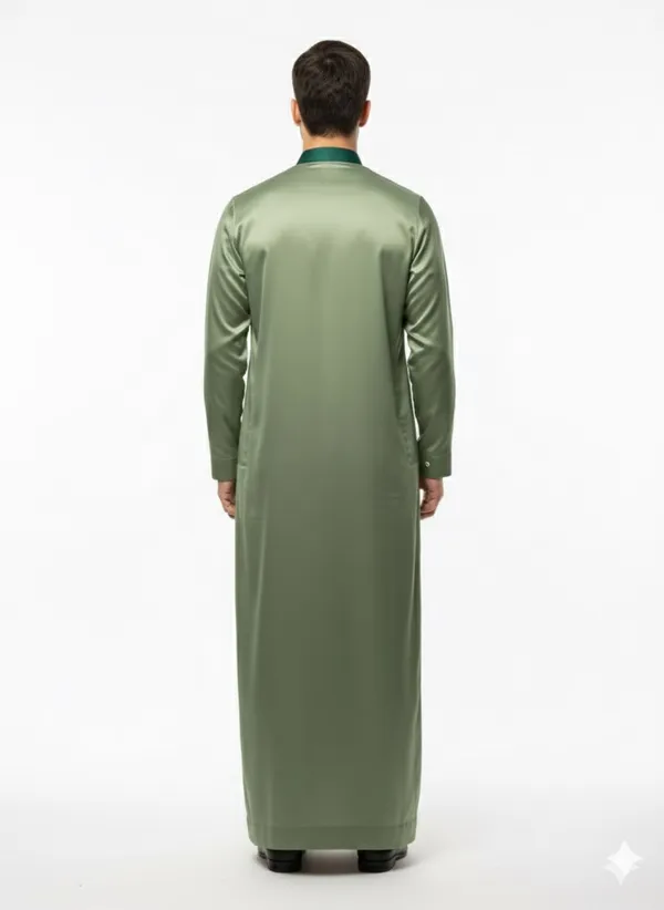 Light_Green_Satan_Fabric_Premium_Full_Sleeve_Thawb_For_Men