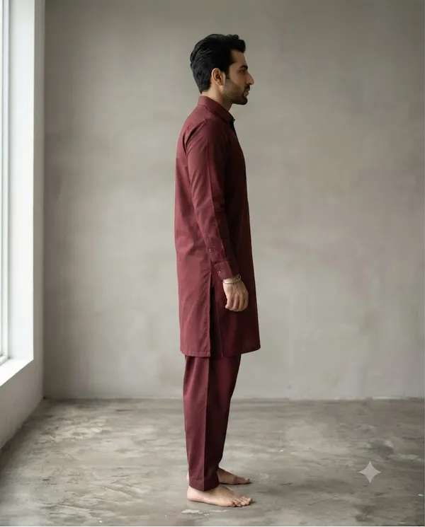 Rich_Maroon_Cotton_Pathani_Suit