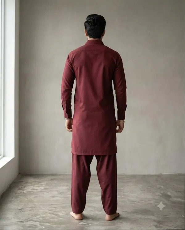 Rich_Maroon_Cotton_Pathani_Suit