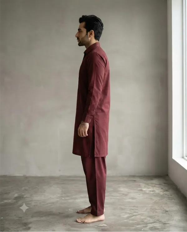Rich_Maroon_Cotton_Pathani_Suit