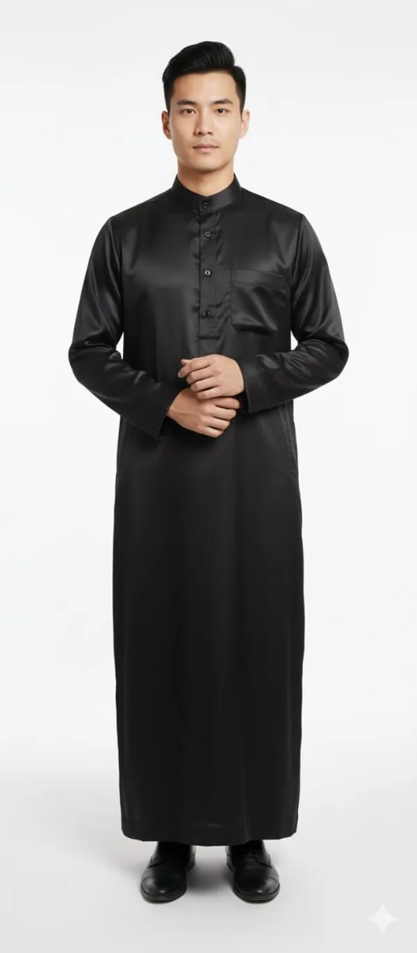 Black_Satan_Fabric_Premium_Full_Sleeve_Thawb_For_Men