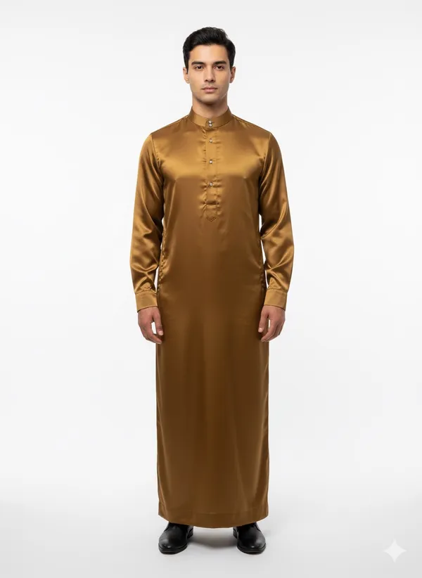 Bronze_Satan_Fabric_Premium_Full_Sleeve_Thawb_For_Men