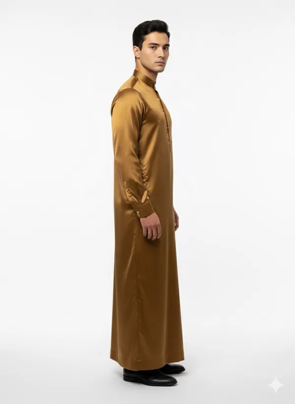 Bronze_Satan_Fabric_Premium_Full_Sleeve_Thawb_For_Men