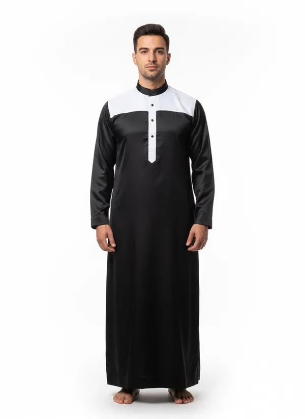 Black_Satan_Fabric_Premium_Full_Sleeve_Thawb_For_Men