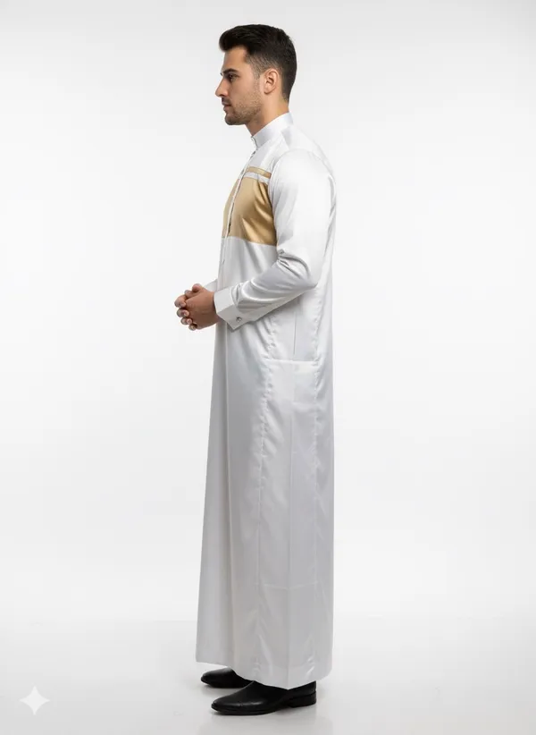 White_Satan_Fabric_Premium_Full_Sleeve_Thawb_For_Men