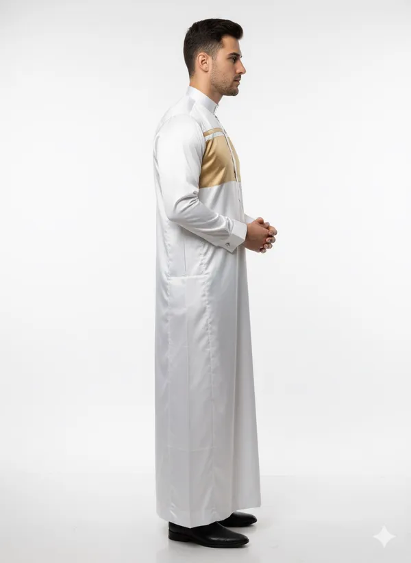 White_Satan_Fabric_Premium_Full_Sleeve_Thawb_For_Men
