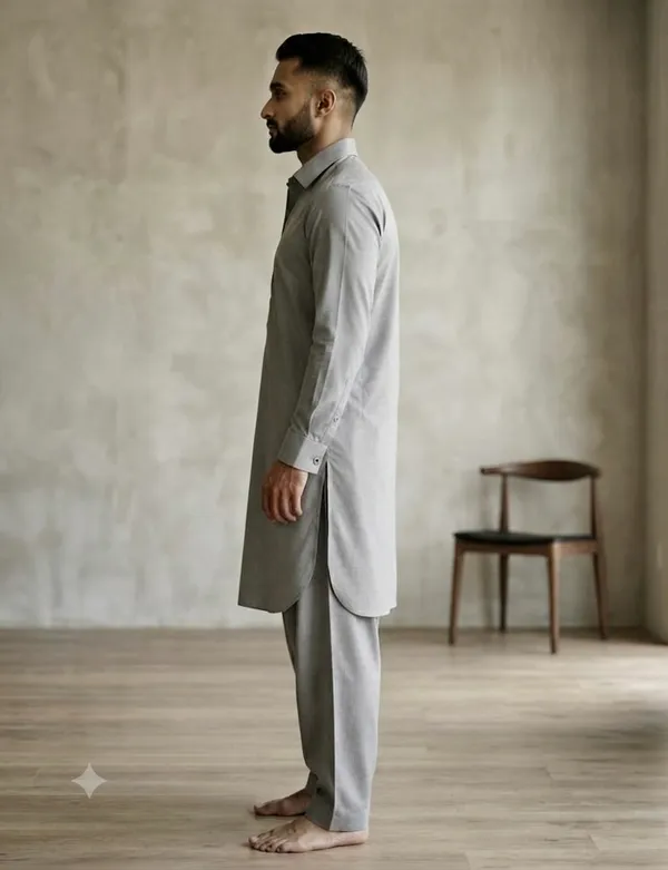 Elegant_Light_Grey_Cotton_Pathani_Suit