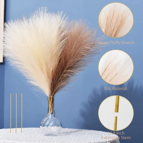 Beige_And_Cream_Artificial_Pampas_Mix_Colour_(Set_Of_6)_For_Decoration
