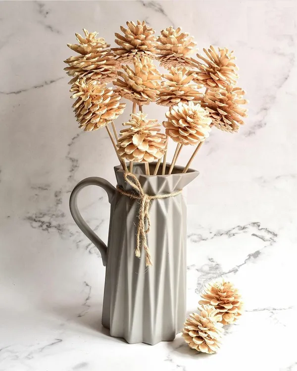 White_Dried_Pine_Cones_8_Stems_For_Decoration