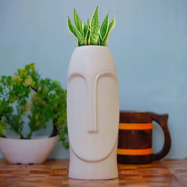 White_Ceramic_Face_Flower_Vase_For_Decor_8_Inch