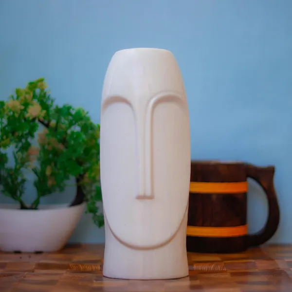 White_Ceramic_Face_Flower_Vase_For_Decor_8_Inch