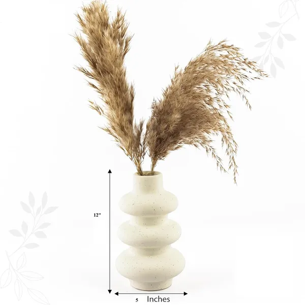 White_Ceramic_Wave_Shape_Flower_Vase_For_Decor_White_12_Inch