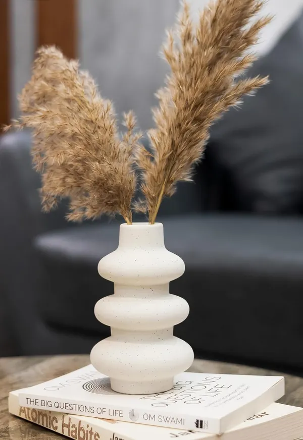 White_Ceramic_Wave_Shape_Flower_Vase_For_Decor_White_12_Inch