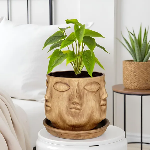 Vivan_Antique_With_Plate_Antique_R4_Ceramic_Pots_For_Indoor_Plants,Planters,Flower,Gamla,Outdoor(Pot-L-10_X_H-10_Cm,Plate-L-13_X_H-2_Cm)