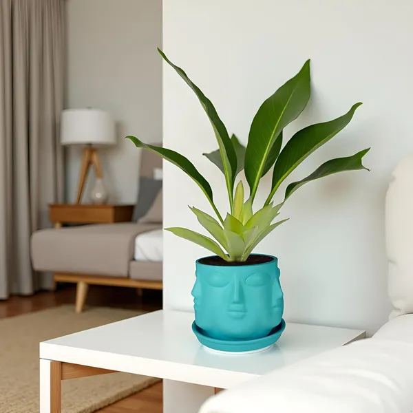 Vivan_Aqua_With_Plate_Aqua_R4_Ceramic_Pots_For_Indoor_Plants,Planters,Flower,Gamla,Outdoor(Pot-L-10_X_H-10_Cm,Plate-L-13_X_H-2_Cm)