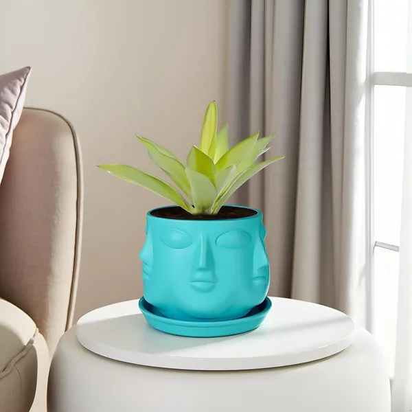 Vivan_Aqua_With_Plate_Aqua_R4_Ceramic_Pots_For_Indoor_Plants,Planters,Flower,Gamla,Outdoor(Pot-L-10_X_H-10_Cm,Plate-L-13_X_H-2_Cm)